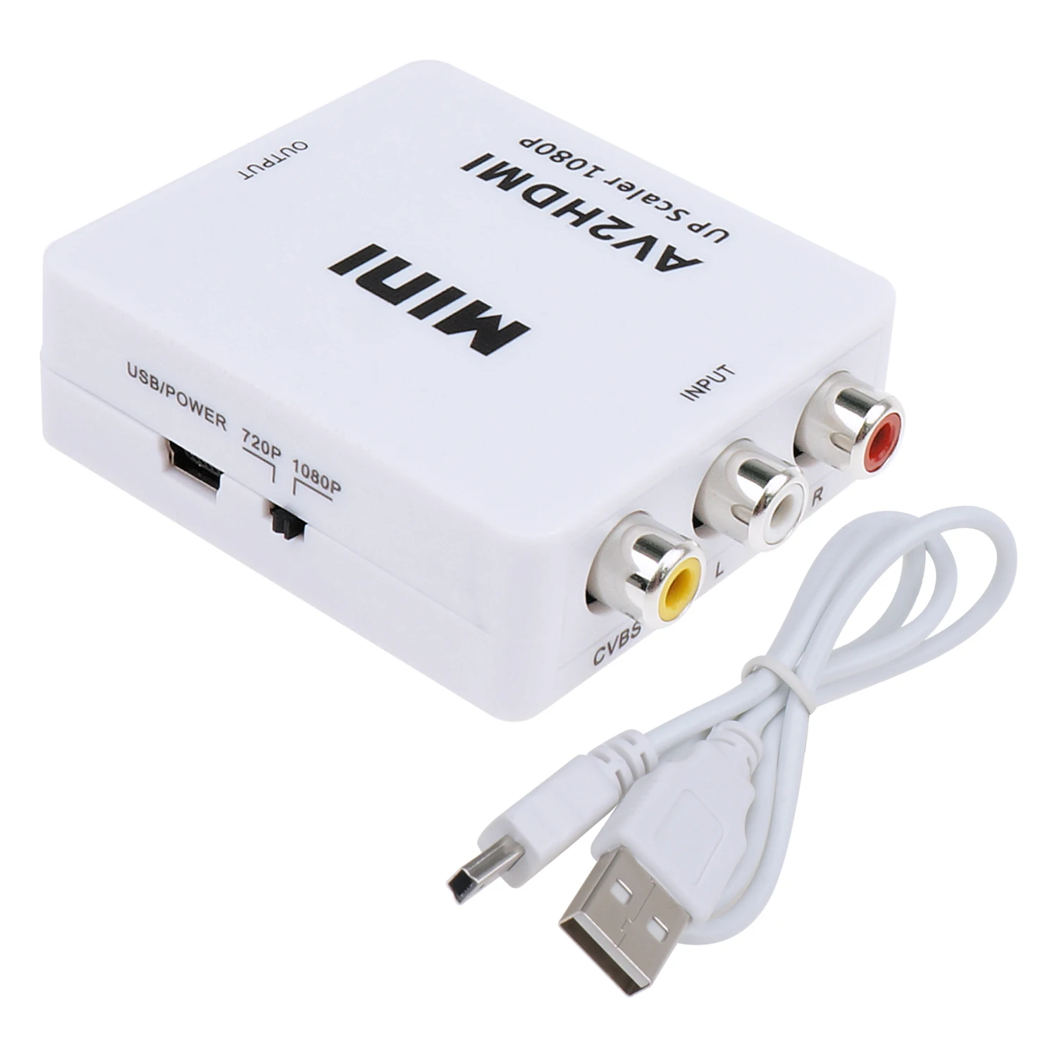 

AMKLE AV to HDMI Adapter Cable USB PD AV2HDMI RCA AV CVBS HDMI Adapter Video Converter BOX for HDTV TV PS4 PC DVD Projector