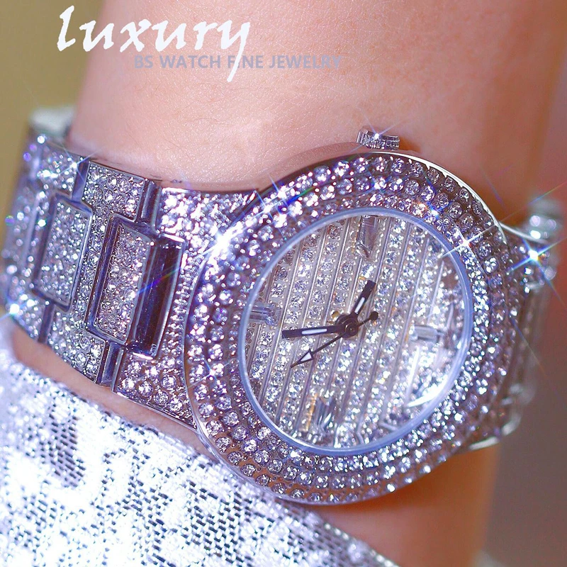 

Bs Bee Sister Women's Watches Luxury Brand 2022 Diamond Unique Watch Women Silver Female Bracelet Clock Reloj Mujer