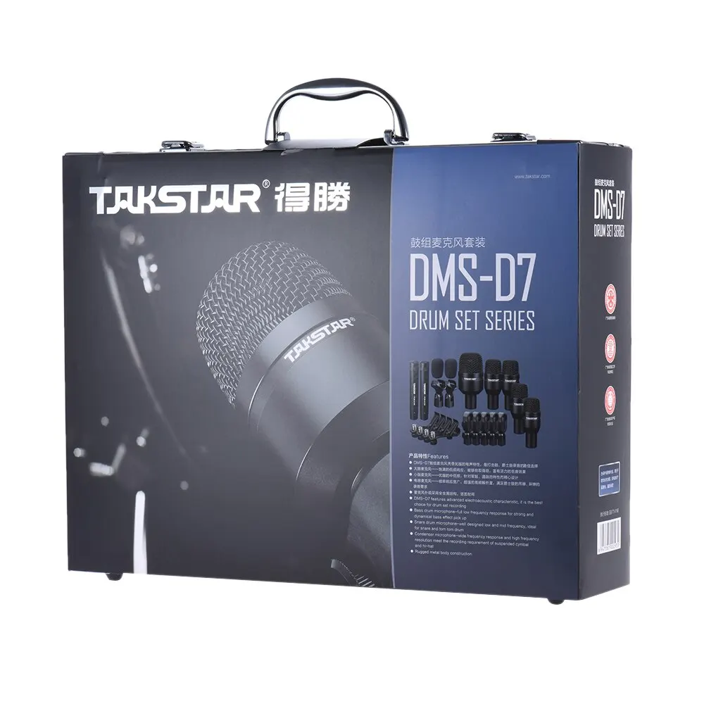 TAKSTAR DMS-D7 отличное аудио профессиональные музыкальные инструменты, барабан набор проводной микрофон Микрофон комплект с Алюминиевый чехол для переноски