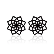 Милые маленькие серьги-гвоздики из нержавеющей стали черного цвета в виде цветка лотоса, очаровательные серьги в виде цветка для женщин и детей, ювелирное изделие в подарок