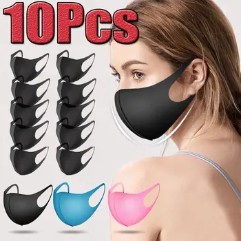 

10Pcs Black New Reusable Vogue Anti-Infection Virus Mouthmask Unisex Anti-dust Mouth Facemask Breath Straps Washable Wholesale