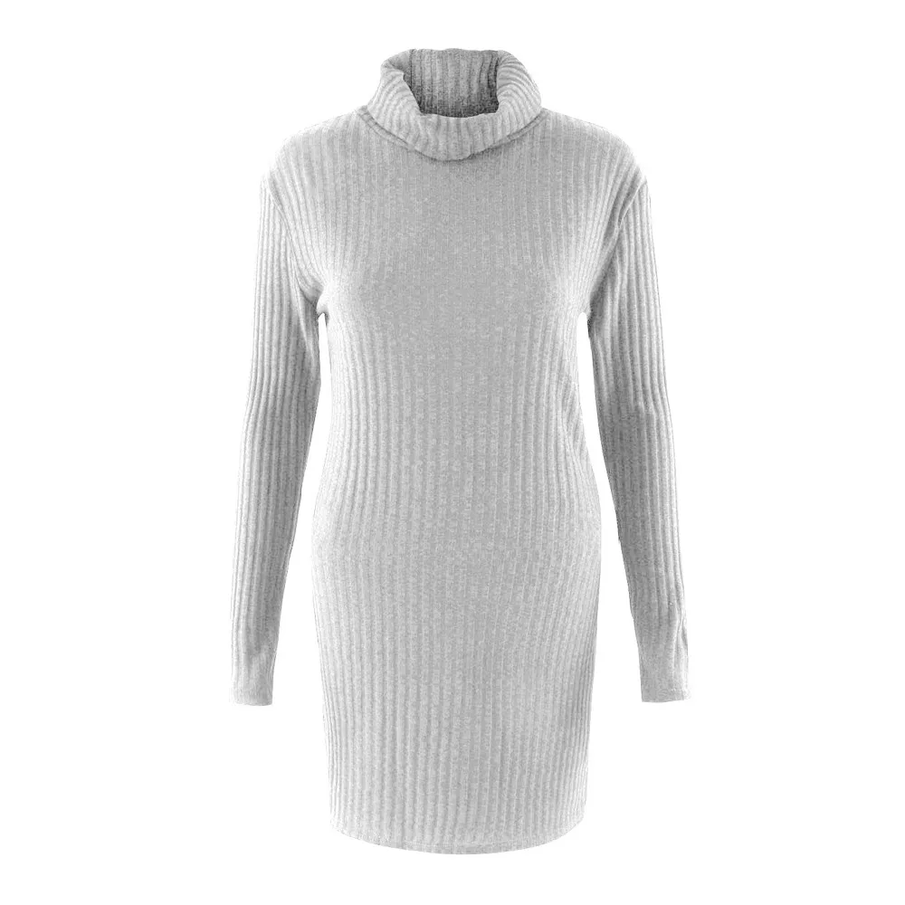 Best selling ladies high collar long-sleeved solid color sweater skirt home casual comfortable bottoming sweater to keep warm