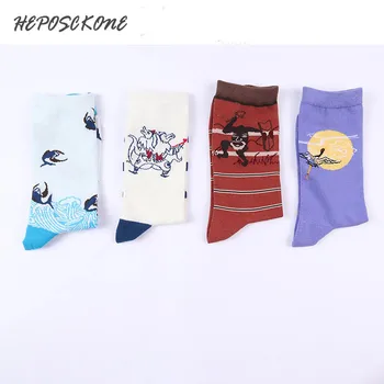 

1 Pair Cotton Funny Socks Autumn Winter Style Art Harajuku Couples Socks Creative Personality Vintage Illustrations Cute Socks