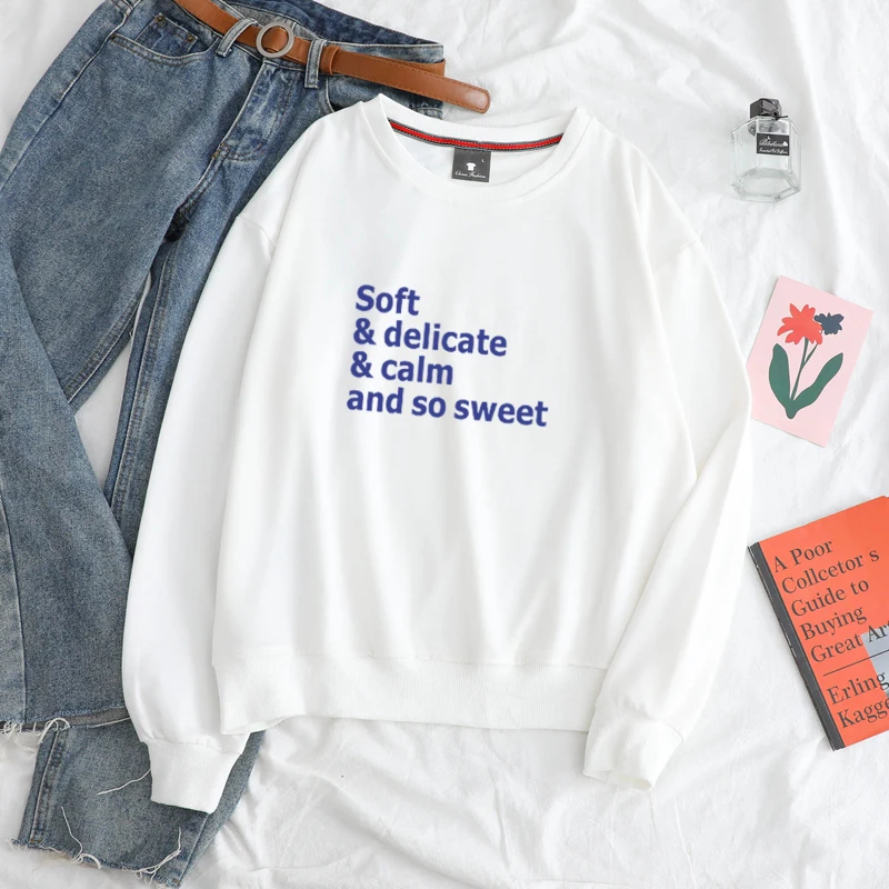 Letter Soft Delicate Calm And So Sweet Printed Men Wemom Tops Hoodie Casual Fashion Harajuku Sweatshirt Streetwear For Males