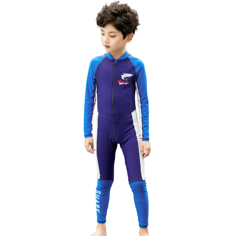 Children Wetsuit Girl Patchwork Long Sleeve Sunshade UV Protection One Piece Swimsuit Diving Suit Bathing Suit Kids Swimwear