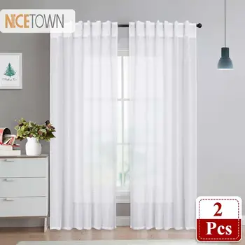 

NICETOWN 2pcs White Tulle Sheer Curtains for Living Room Bedroom Window Dolly Curtain Office Decoration Modern Customize Cortina