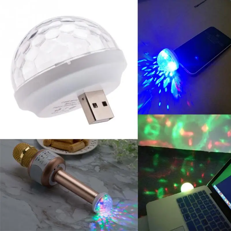 Мини USB ABS проектор светодиодный светильник мигающий шар Голосовое управление игрушки для автомобиля Музыка Звук ДИСКО DJ сценическое украшение интерьера игрушка