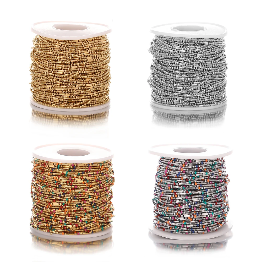 

Цепочка Из Нержавеющей Стали с разноцветными эмалированными бусинами, 1 метр