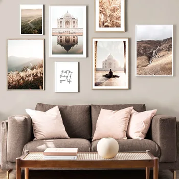 

Taj Mahal Mountain Forest Plant Wheat Nordic Posters And Prints Wall Art Canvas Painting Wall Pictures For Living Room Decor