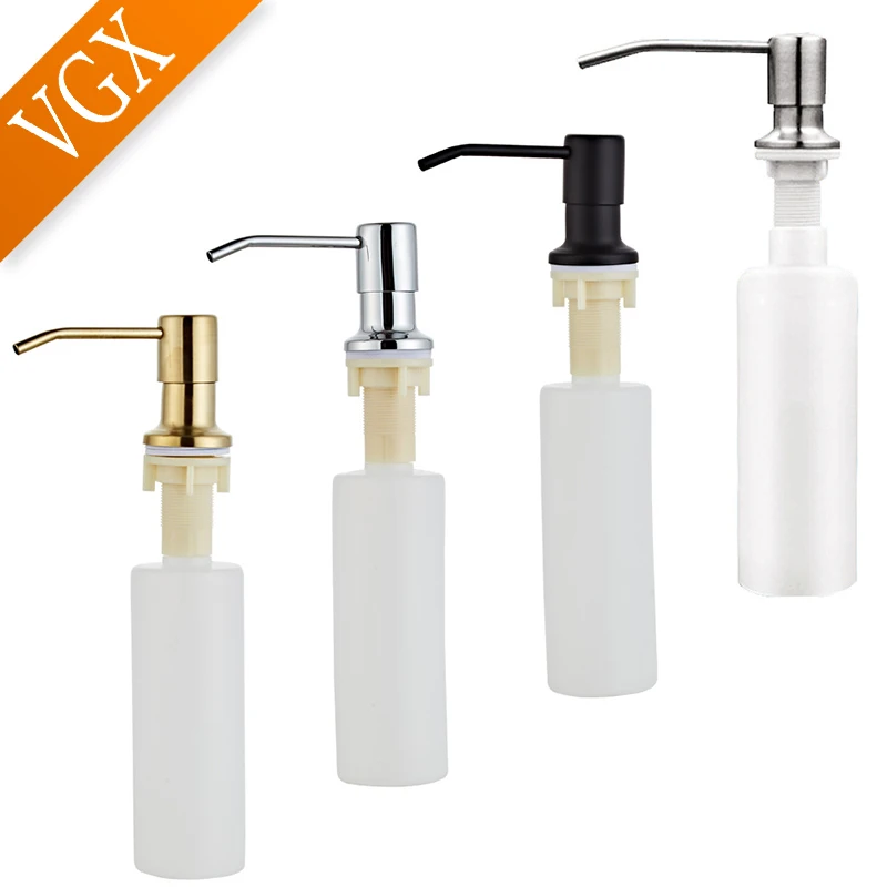 Soap Dispenser VGX Iiquid With Extension Tube Kit and Bottle 304 Stainless Steel Pump Head For Kitchen Sink Bathroom Accessories soap liquid box pressing soap liquid box
