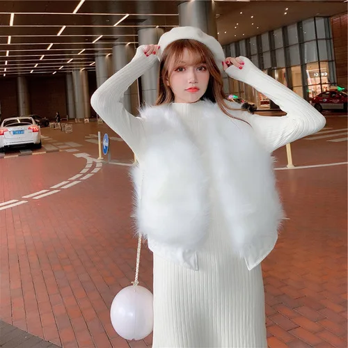 

2019 Autumn And Winter Korean-style New Style Versatile Imitation Rabbit Fur Clothing Short Waistcoat Sleeveless Thick Coat WOME