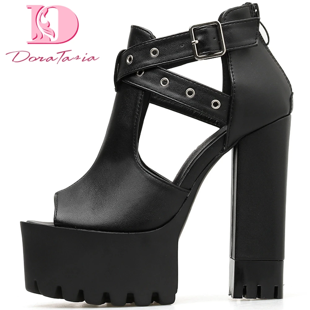 

Doratasia Hot 2019 Fashion INS HOT Summer Boots Women Shoes Platform Chunky High Heels Zip Up Shoes Woman Boots