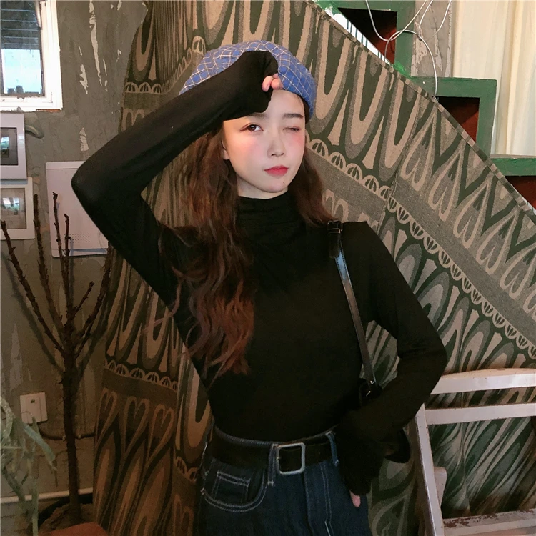 PX2595 Candy color turtleneck bottoming shirt mid