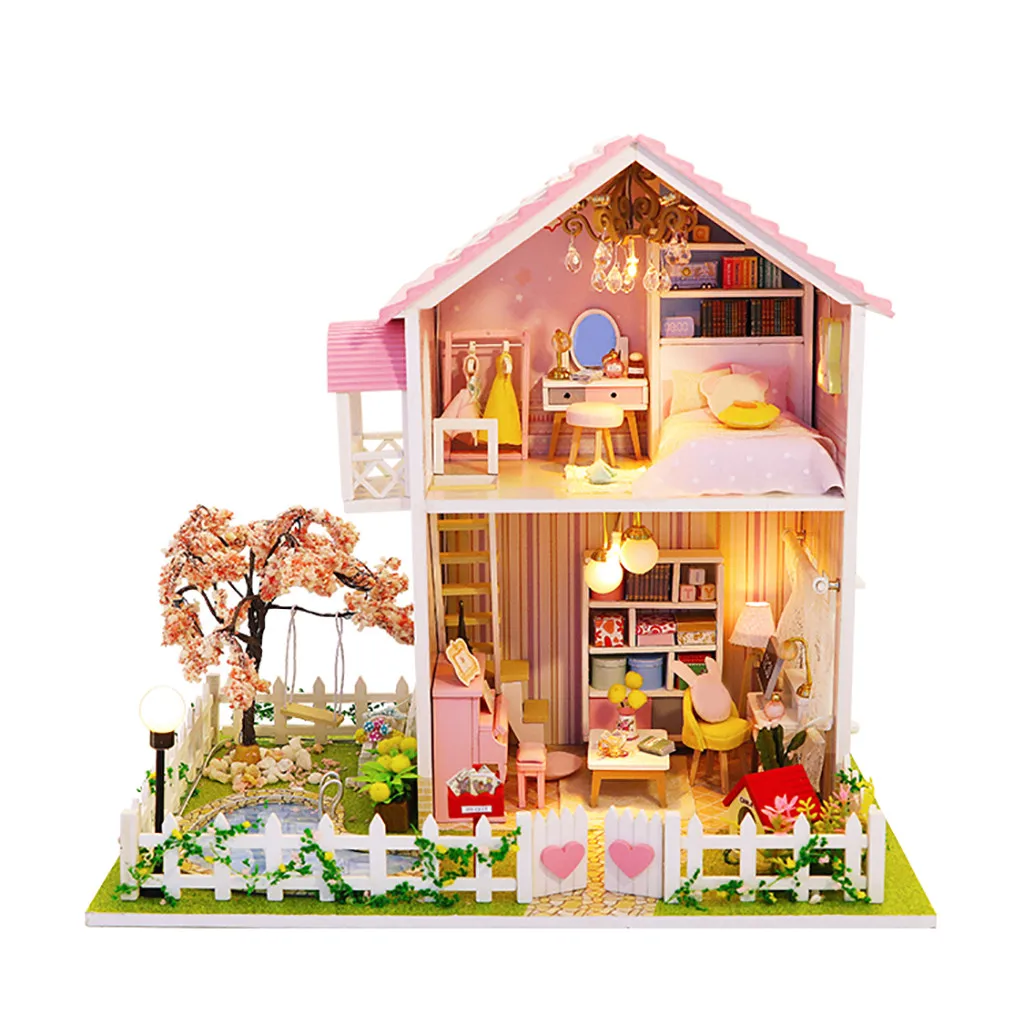 Diy Miniature Doll House Model Toys For Kids 3d Wooden Furniture Flower Room Simulation Toy Christmas Decorate Craft Toy Gift G6