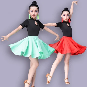 

Lading Dance Skirt Girl Performance Short Sleeve Disc Points Body Practice Children Lading Dance Clothing