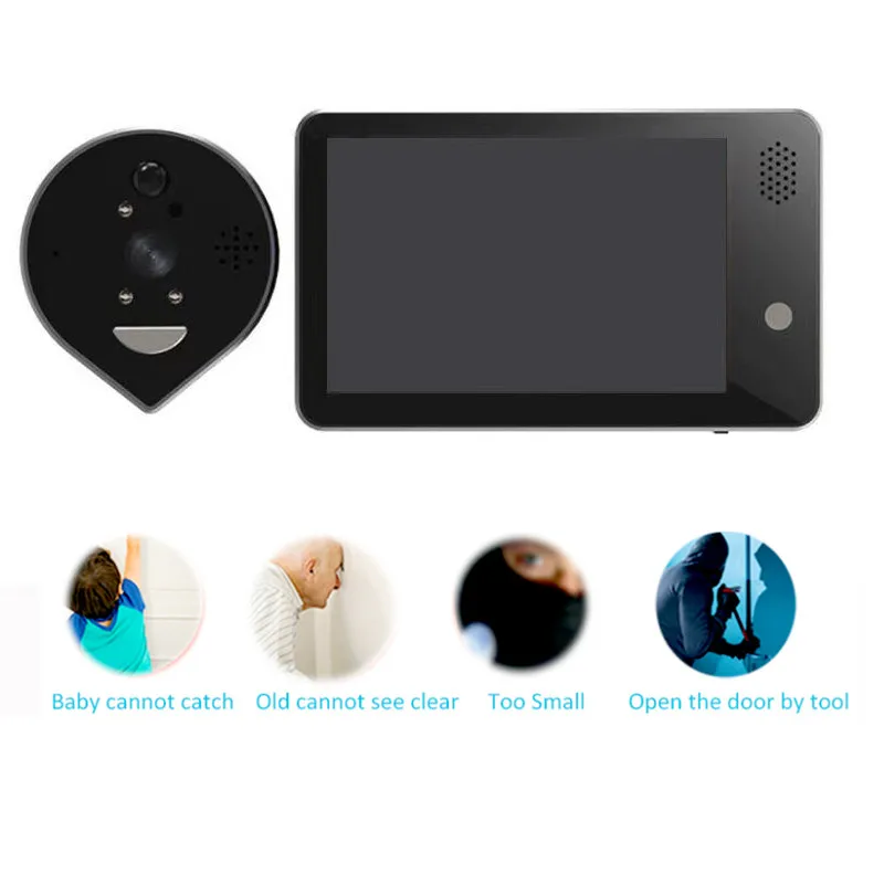 micron touch screen video intercom 4.3 inch WiFi Door Peephole Video Eye Doorbell Night PIR Home Security APP Remote Control Wireless Intercom For IOS Android wireless video door phone