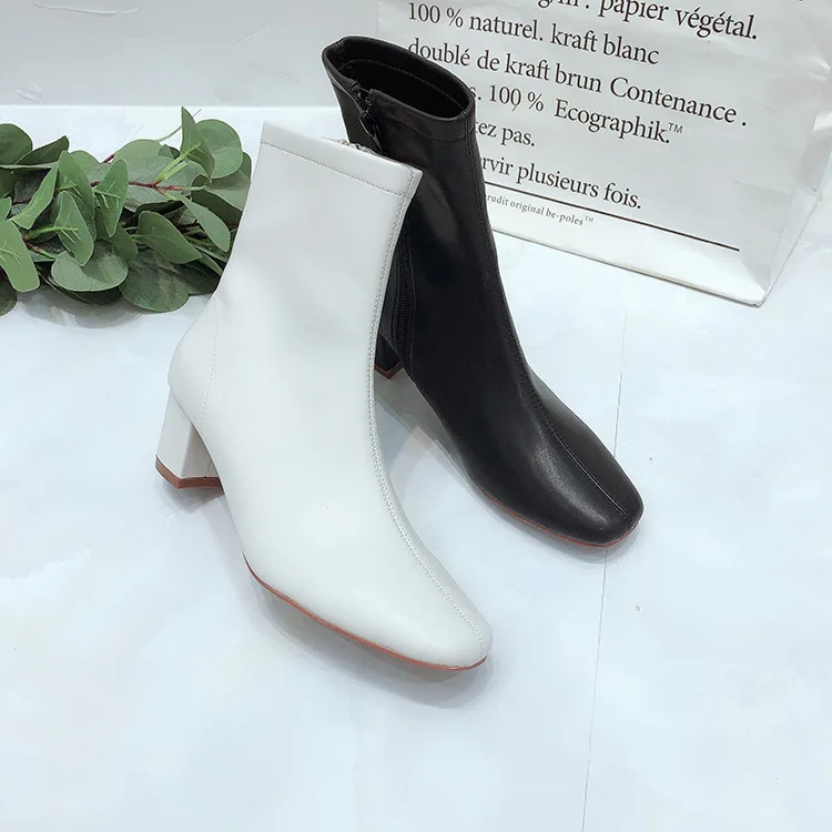 

Large Size Women's Boots 2019 Autumn New Style Low Heel Soft And Comfortable Side Zipper Red-Style Short Boots without Fleece Li