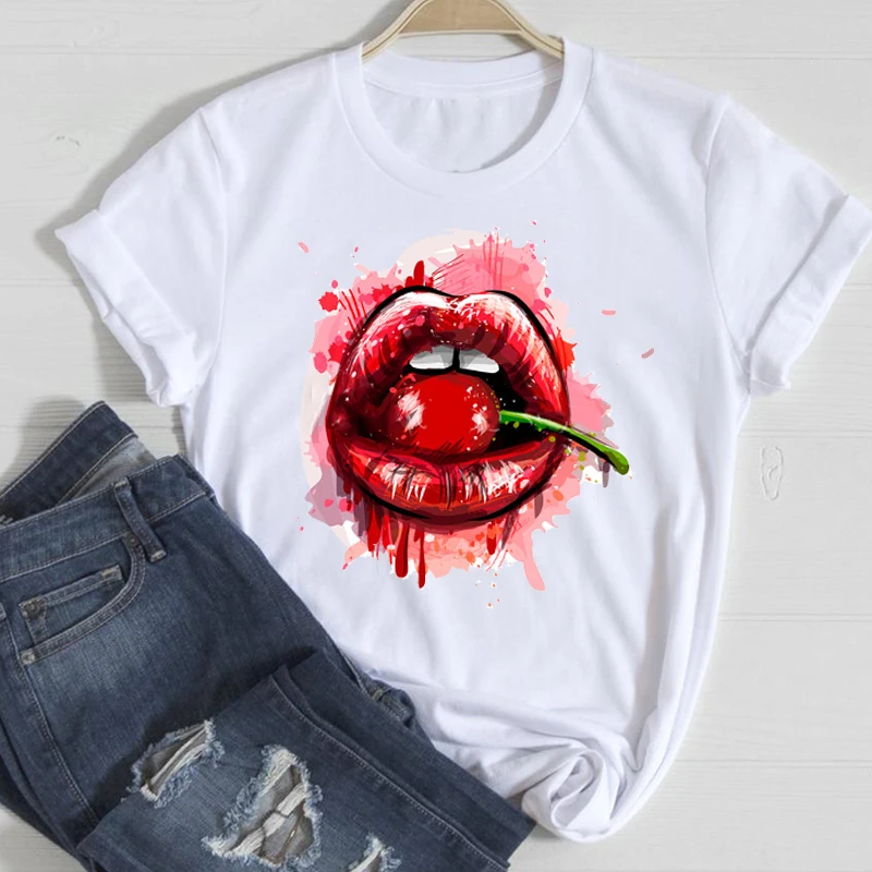 T-shirts Women Make Up Crown Fashion 90s Trend 2021 Spring Summer Clothes Graphic Tshirt Top Lady Print Female Tee T-Shirt