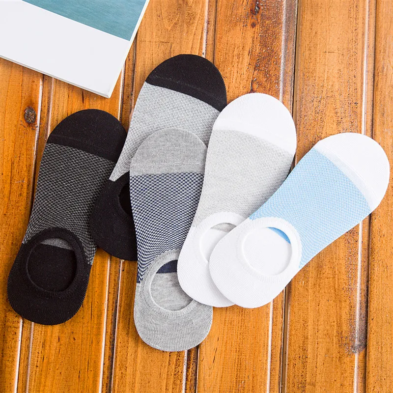 5 пар, модные Нескользящие силиконовые невидимые Компрессионные носки из бамбукового волокна, мужские носки до щиколотки, дышащие мужские носки Meias из хлопка - Цвет: 6