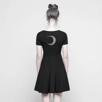 

PUNK RAVE Women Gothic Style Black Dress Punk Zipper Knit Personality Daily Casual Dress for Girls Gothic Club Party Dress