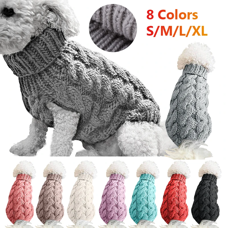 

Warm Dog Sweater Clothing Winter Turtleneck Knitted Pet Puppy Clothes Costume For Small Dogs Cats Chihuahua Outfit Vest