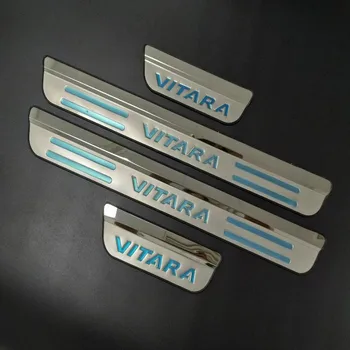 

Door Sill Gaurds Stainless Door Sills Scuff Plate Pedal Protector Accessories Sticker For 2016 2017 2018 Suzuki Vitara