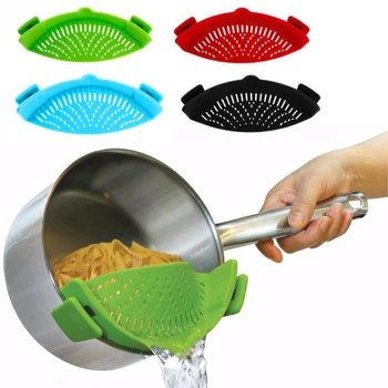 

Silicone Colanders Kitchen Clip On Pot Strainer Drainer For Draining Liquid Univers Draining Pasta Vegetable Tool DropShipping