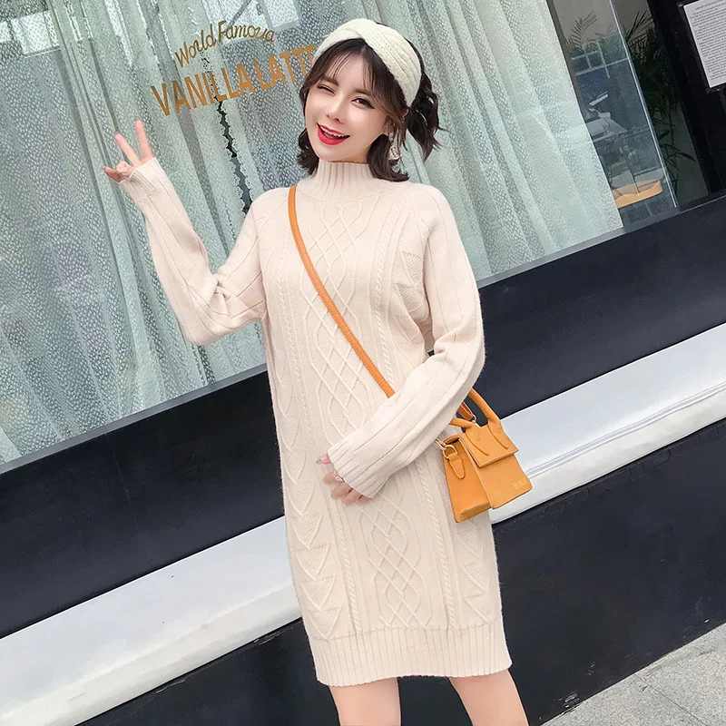 

Photo Shoot Maternity Clothes Autumn And Winter Sweater New Style Pregnant Women Jersey Dress Linen Flower Color Loose-Fit Pregn