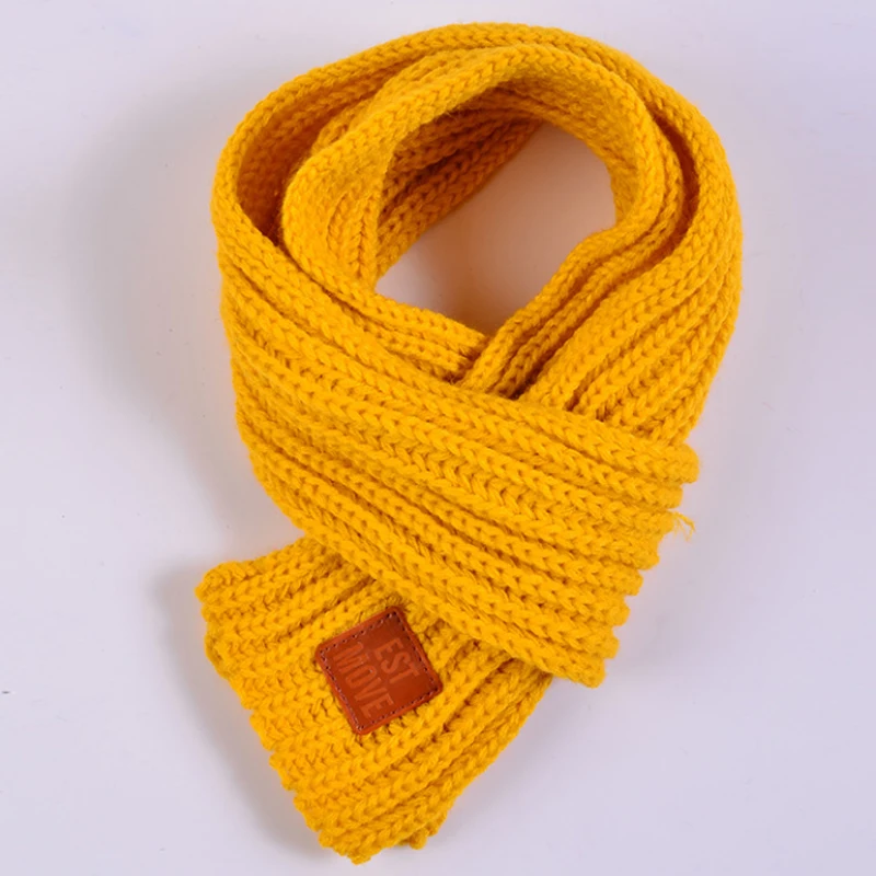 Шарф; Лидер продаж; однотонные осенне-зимние модные вязаные шарфы для мальчиков и девочек; теплые милые детские шарфы высокого качества; 1 шт - Цвет: Цвет: желтый