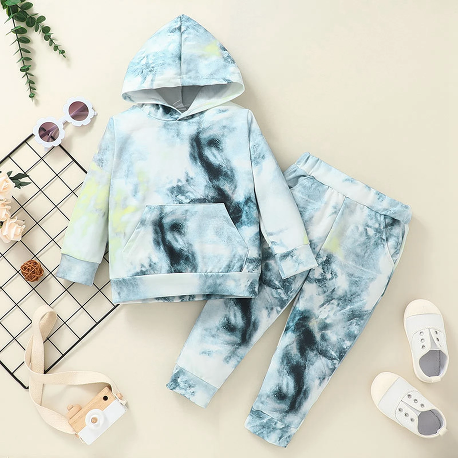 Newborn Infant Baby Hoodies Boys Girls Clothes Sets Long Sleeve Rainbow