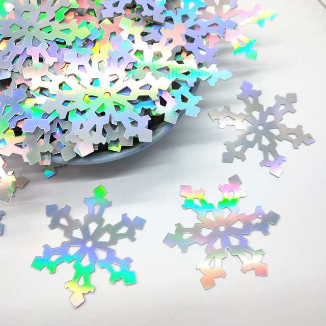 110pcs 52mm Silver Hologram Flat Large Snowflake Sequins For Crafts Sewing  Accessories With 1 Middle Hole - AliExpress