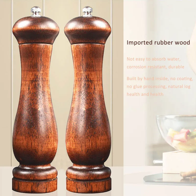 Wooden Adjustable Knob 8Inch Salt And Pepper Mill Tool Manual Grinder Restaurant Grinding Tool Spice Mill Grinder Kitchen Gadget