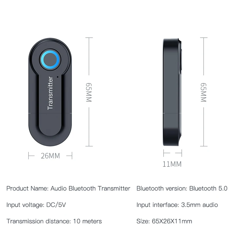 Wireless Bluetooth 5 0 Transmitter 3 5MM Jack Music Audio AUX Hifi Stereo Adapter Drive Free For TV PC Headphones Speakers