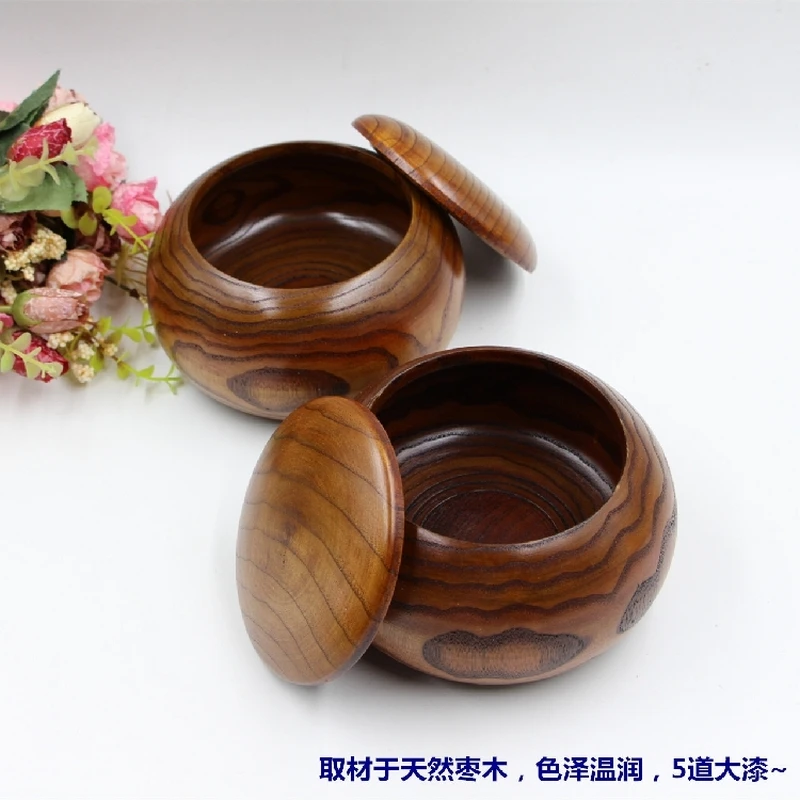 Wooden Go Game Bowls Bamboo Cans Chess Box