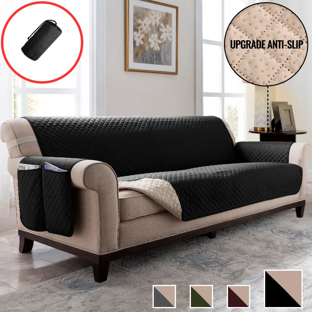 black 198x218cm Чехол для дивана, противоскользящие Чехлы для дивана для гостиной, Защитная пленка для домашних животных и детей, чехол для дивана, эластичные чехлы - Цвет: black 198x218cm