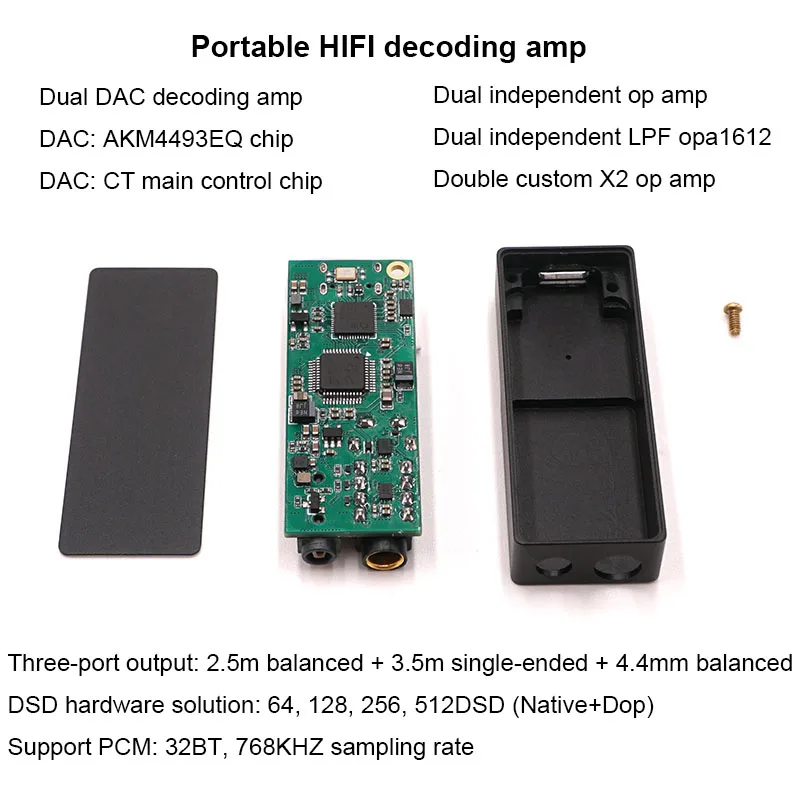 Lusya AK4493 DAC Portable Decoding Headphone Amplifier Type c3 5mm 2 5mm 4 4mm OPA1612 Op T0226