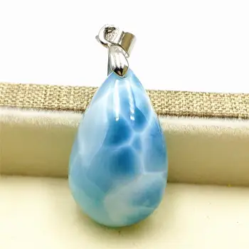 

Genuine Natural Blue Larimar Pendant Gemstone For Women Men Water Pattern Water Drop 25x15x9mm Necklace From Dominia AAAAA