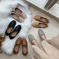 Bailamos Women Flats New Ballerinas Soft Leather Moccasins Slip On Retro Grandma Shoes  Ladies mules slippers Spring Summer