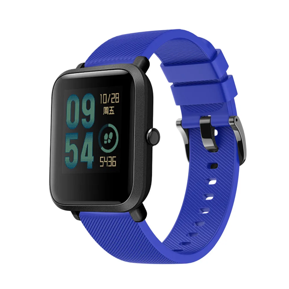 Мягкий силиконовый ремешок для часов для Xiaomi Huami Amazfit Bip ремешок 20 мм ремешок для часов браслет для Huami Amazfit GTS GTR 42 мм часы - Цвет: Синий