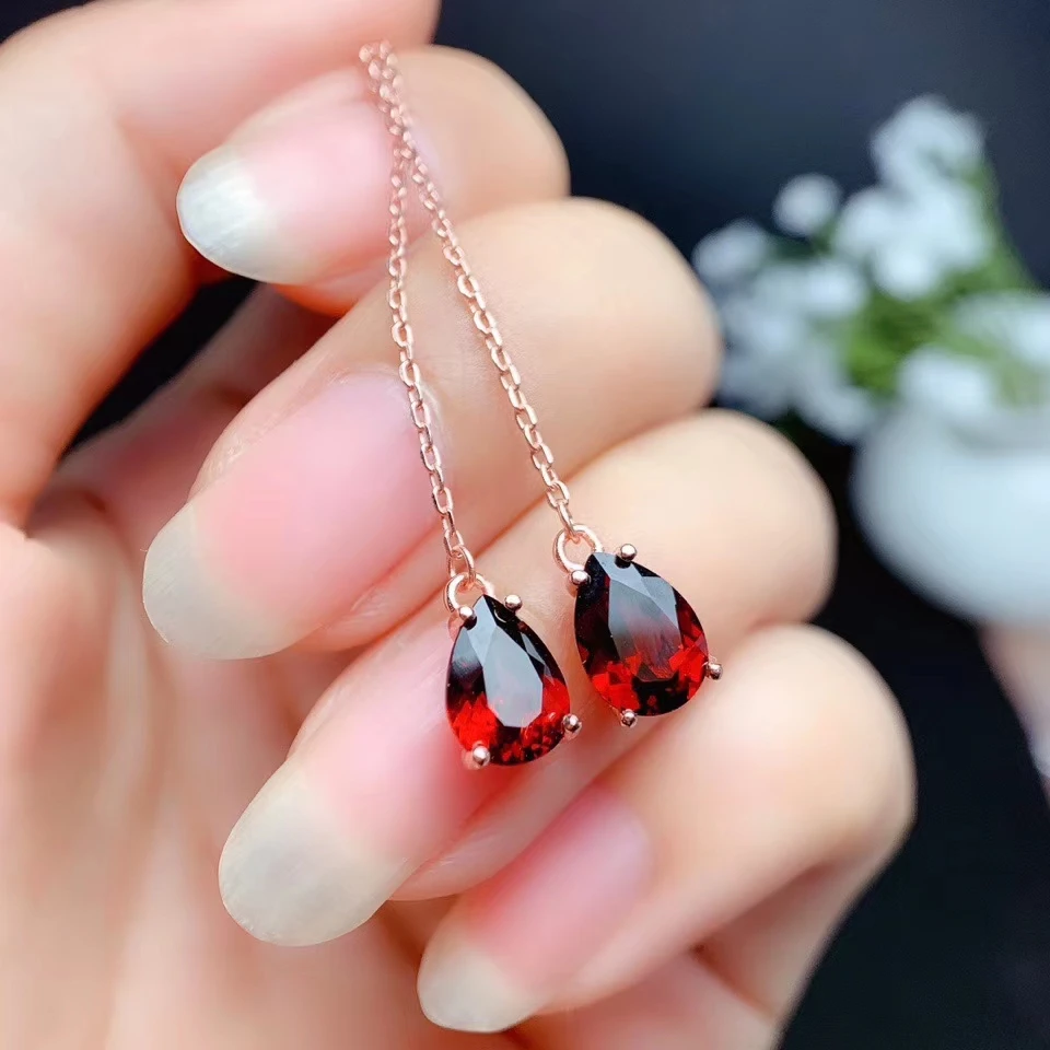 Серьги из серебра 925 пробы с натуральным гранатом|Ювелирные наборы| |