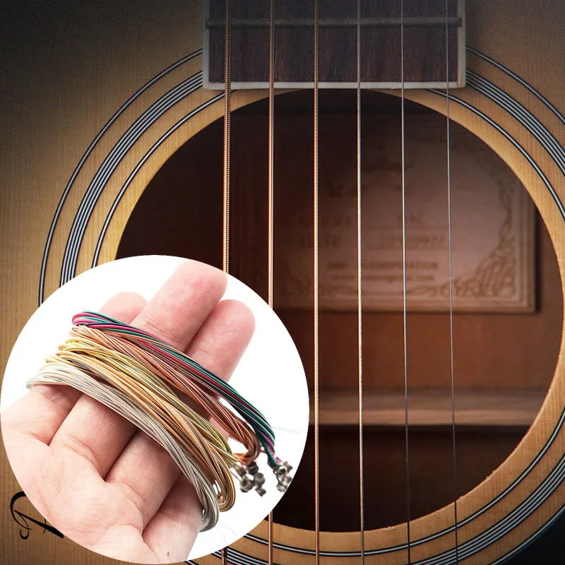 

1Set Acoustic Guitar Strings Rainbow Colorful Guitar Strings E-A for Acoustic Folk Guitar Classic Guitar Stainless Steel Strings