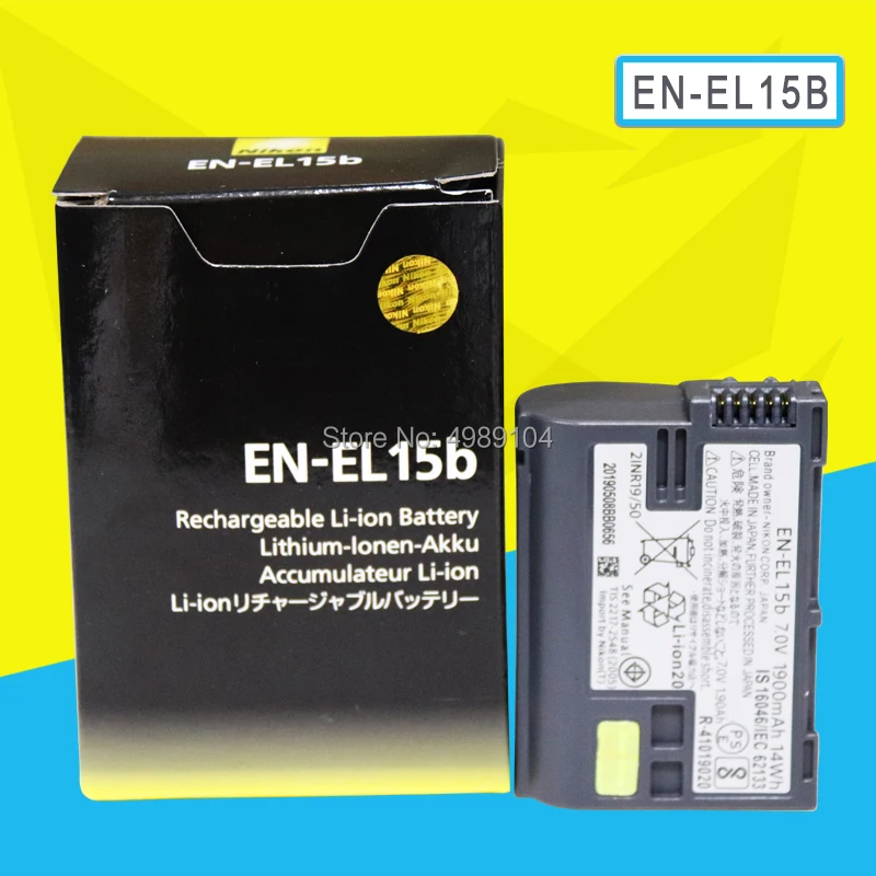 1900mAh EN-EL15b ENEL15b EN EL15b Camera Battery For Nikon Z6 Z7 Mirrorless D850 D810 D750 D610 D7500 D7200 MH-25