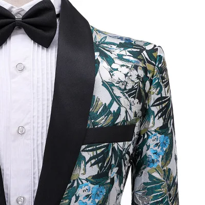 Мужской парчовый жаккардовый зеленый фруктовый воротник blezer masculino хост платье певец сценический костюм студия тема пальто