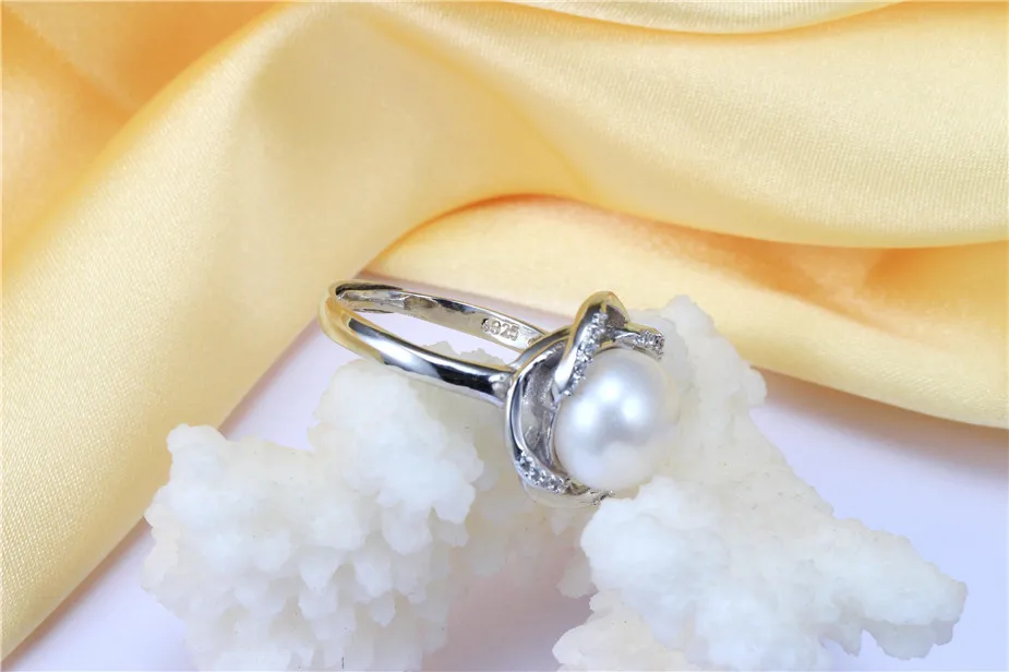 Dainashi 925 Sterling Silver Windmill Zircon Crystal Adjustable Ring Freshwater Cultured Pearl Ring Elegant Party Gift for Women
