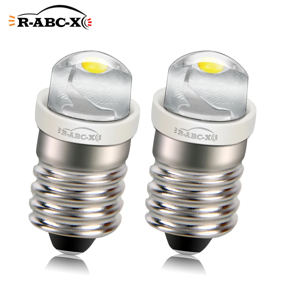 

RUIANDSION 2Pcs E10 Screw Thread Bulb 3V COB 2D Flashlight 2 Cells Replacement Lantern Torch Light 6000K White 100Lm