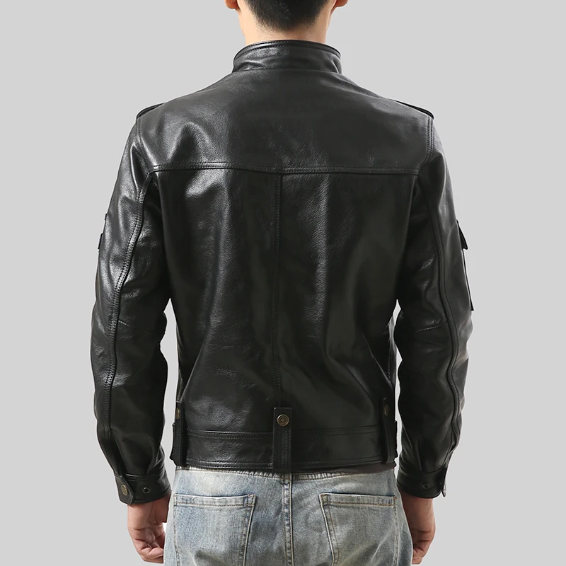 Blog 98110 men's high quality cow leather outwear mens cowhide genuine leather vintage rider jacket