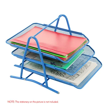 

3-Tier Metal Mesh File Document Letter Paper Tray Sorter Collection Office Desktop Organizer Holder Shelf