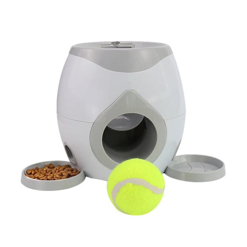 

Dog Slow Feeder Toy Tennis Ball Thrower Food Reward Machine Fetch and Treat Training Toy QP2
