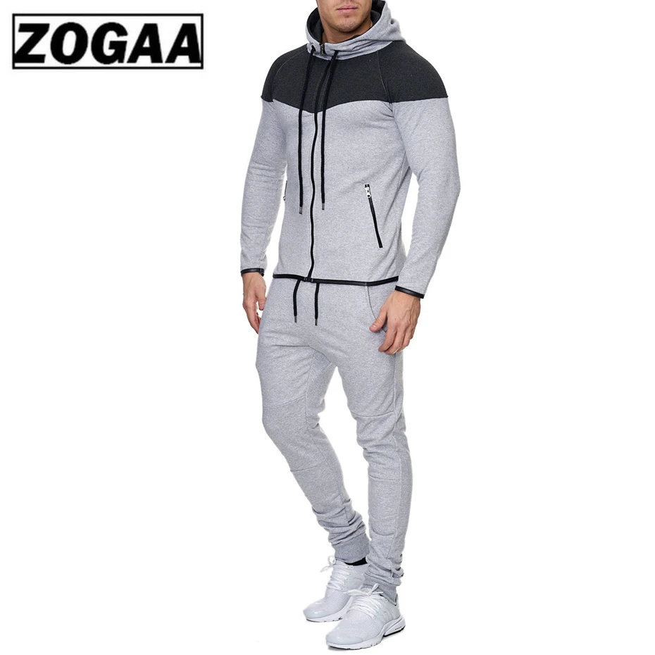 ZOGAA 2019 новый мужской спортивный костюм из 2 частей комплекты с капюшоном мужские