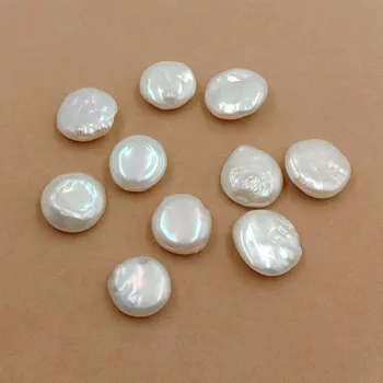 

FREE SHIPPING HIGH QUALITY Nature freshwater loose pearl ,BIGGEST COIN shape BAROQUE,full hole drilled, 18-21MM
